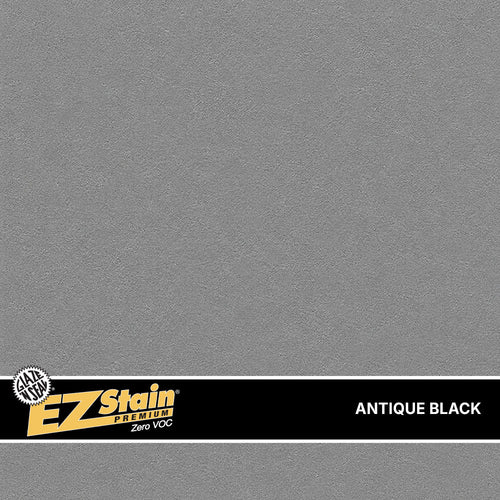 Gray color swatch with EZ Stain logo and 'Antique Black' text