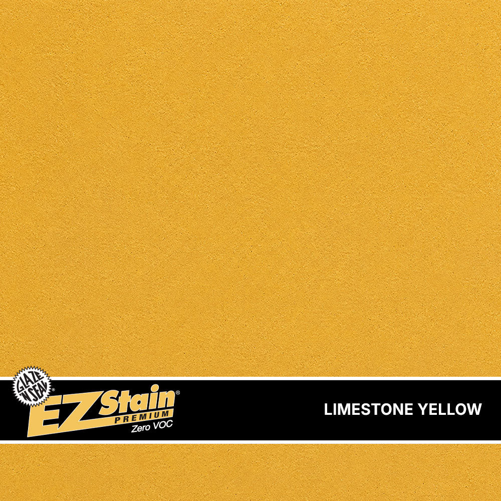 Limestone yellow color swatch with EZ Stain logo and product name.