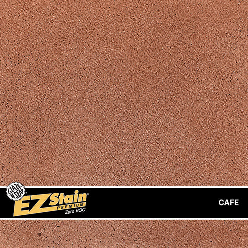 Textured brown surface with EZ Stain logo and 'CAFE' label at the bottom.