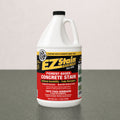 Gallon container of EZ Stain concrete stain on a gray surface with a light gray background