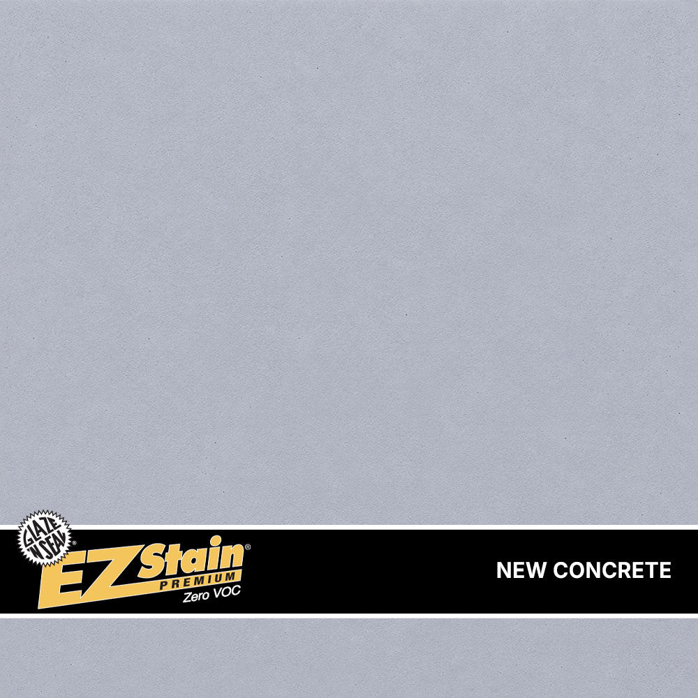 Gray color swatch with EZ Stain logo and 'New Concrete' label