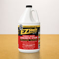 Gallon container of EZ Stain concrete stain on a beige surface with a white background
